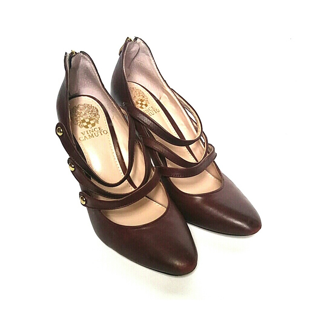 Vince Camuto Leather Jamily Brown Mary Jane Heels